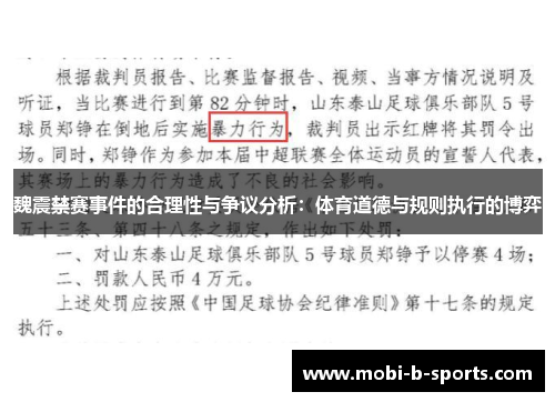 魏震禁赛事件的合理性与争议分析:体育道德与规则执行的博弈 魏震禁赛事件的合理性与争议分析:体育道德与规则执行的博弈